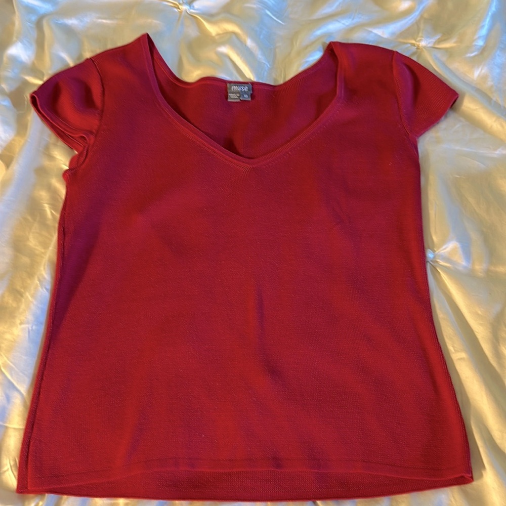 Muse red sweater size 10 (fits size 6-8 best)